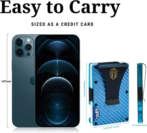 Vista 7 de HAJRAN WALLETS - Cartera delgada minimalista sofisticada con bloqueo RFID para hombre, soporte para tarjetas de crédito de fibra de carbono
