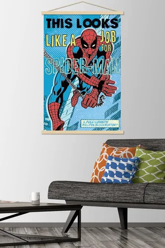 Vista 2 de Trends International Marvel Comics Spider-Man - Póster de pared con marco magnético con texto en inglés «Looks Like A Job»