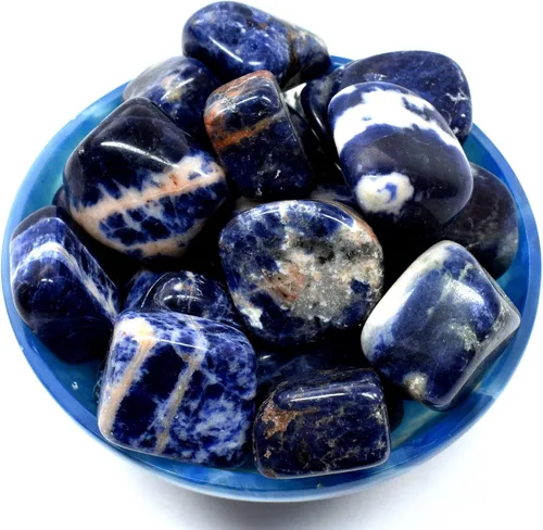 Vista 3 de Piedras pulidas de sodalita azul natural, piedras preciosas pulidas de cristal de cuarzo mineral Cabujones espumosos de África del Sur, 5