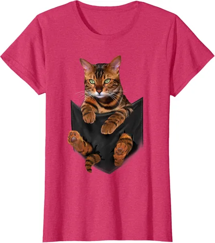 Vista 7 de Camiseta de bolsillo con estampado de tigre y gato Negro