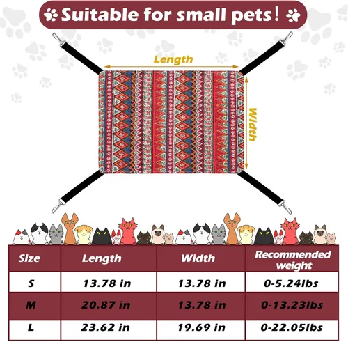 Vista 4 de Jetec. Juego de 2 hamacas colgantes reversibles para gatos, suaves y transpirables, con jaula para mascotas, correas ajustables y ganchos metálicos