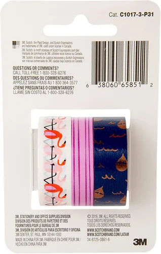 Vista 5 de Scotch Expressions - Cinta washi, 3 rollos, tamaños surtidos, ideal para decoración y manualidades (C1017-3-P31)