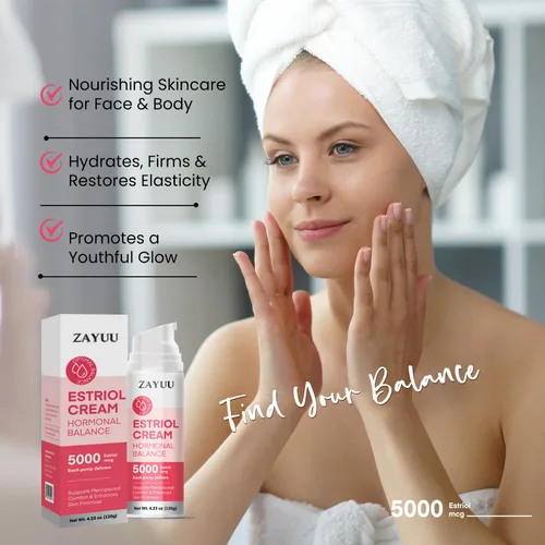 Vista 3 de Crema facial de estriol para mujeres: hidratante con isoflavonas de ñame silvestre, trébol rojo y soya - Cuidado botánico de la piel para comodidad