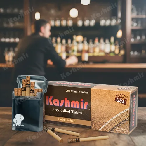 Vista 3 de Kashmir Tubos de cigarrillos – 200 unidades tamaño King – Tubos sin blanquear tamaño King 3.307 in con filtro de estrella – Desprendimiento suave