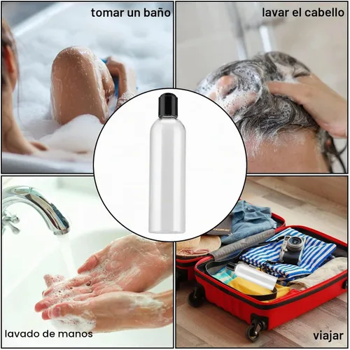 Vista 7 de Paquete de 40 botellas de plástico de 8 onzas con tapas superiores de disco, recipientes transparentes recargables de loción de viaje con tapa