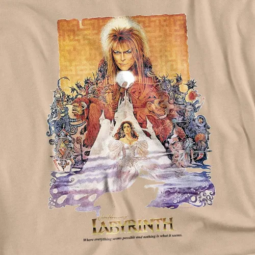 Vista 2 de Popfunk Camiseta y calcomanías clásicas de la película Labyrinth David Bowie Goblin King, Blanco sucio