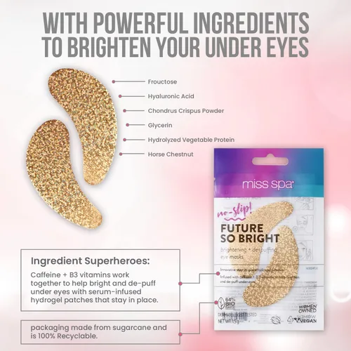 Vista 6 de MISS SPA Parches para debajo de los ojos, mascarillas iluminadoras para los ojos con vitaminas de cafeína B3, mascarillas hidratantes para arrugas