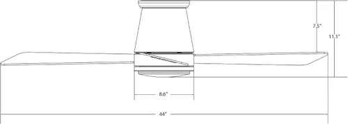 Vista 9 de WAC Lighting - Ventilador de techo de 3 aspas de aluminio inteligente de montaje empotrado en níquel cepillado