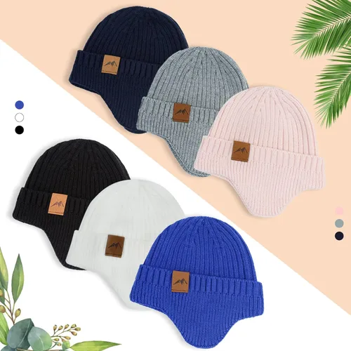 Vista 6 de POXIMI Gorro de invierno para bebé, gorro cálido para niña, con orejeras