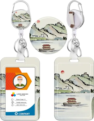 Vista 9 de Soporte para credencial, carrete retráctil resistente, diseño de aguacate, soporte para tarjetas de identificación con clip para cinturón