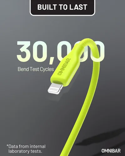 Vista 3 de Cargador de iPhone de carga rápida con cable USB A a Lightning (6 pies/silicona suave), 2 puertos GaN 35W USB C bloque de cargador de pared