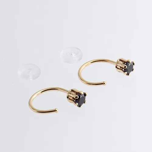 Vista 42 de Half Huggie Birthstone Gold Hoop Earrings for Women Tiny Cartilage Stud Piercing Earring Hypoallergenic Earring Screw Back Dainty Hug
