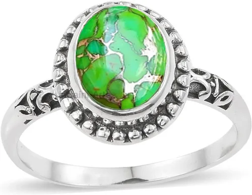 Vista 26 de Anillo de plata de ley 925 para mujer, anillo único de gema ovalada hecho a mano