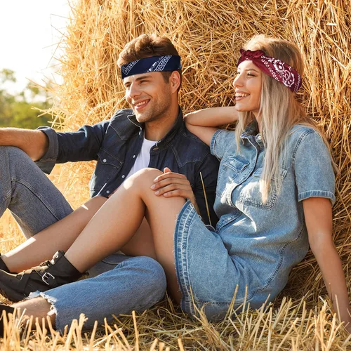 Vista 4 de FEPITO 18 bandanas de cachemira, bandana de vaquero con estampado de cachemira Conjunto B