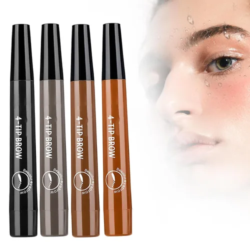 Vista 9 de Microblading - Lápiz de cejas para mujer, lápices de cejas mejorados con 4 puntas de microtenedor, lápiz mágico impermeable para cejas, tatuaje
