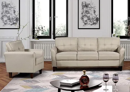 Vista 19 de Container Furniture Direct Kouchouk - Muebles de sala de estar de terciopelo cómodos de tres plazas, sofá moderno de mediados de siglo, sofá biplaza