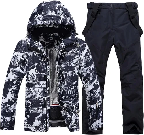 Vista 6 de Conjunto de chaqueta y pantalón de esquí para hombre, trajes de esquí impermeables para hombre, chaqueta de snowboard, traje de nieve cálido