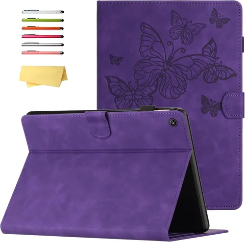 Vista 10 de Funda para Kindle Fire HD 8 de 8ª/7ª/6ª generación (2016/2017/2018) con soporte, soporte para lápices, bolsillos