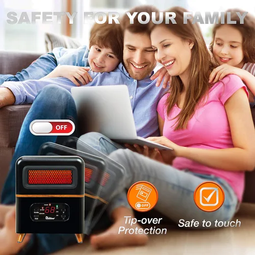 Vista 5 de DR. INFRARED HEATER DR-978 Nuevo calentador de espacio infrarrojo portátil híbrido de doble calefacción actualizado, 1500 W con control remoto