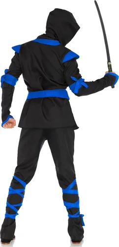 Vista 2 de Leg Avenue Men's 5 Pc Ninja Costume with Shirt, Pants, Belt, Face Mask, Hood