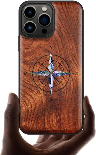 Vista 9 de Carveit Funda protectora de madera de diseñador para iPhone 13 Pro Max, funda magnética [grabado de madera e incrustaciones de carcasa] compatible