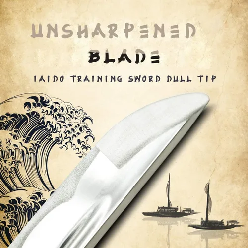 Vista 4 de HMS Aleación de aluminio sin afilar Iaido Training Wakizashi Sword Blunt 21in Blade Safe for Iaido Practice, Dojo Training & Display, Lightweight