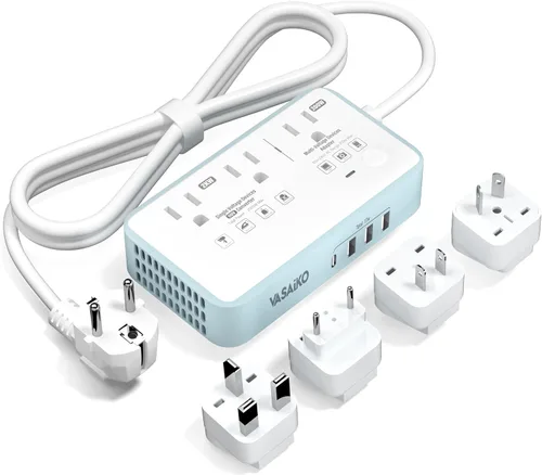 Vista 9 de Convertidor de voltaje de 220 V a 110 V de EE. UU. a Europa, convertidor de voltaje de 2000 W para viajes europeos con 3 puertos AC 2 USB-C 2 USB-A