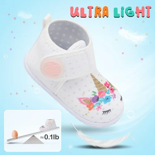 Vista 5 de JOINFREE Zapatillas transpirables para bebés y niñas, zapatos antideslizantes para primeros pasos, zapatos de cuna para interiores y exteriores