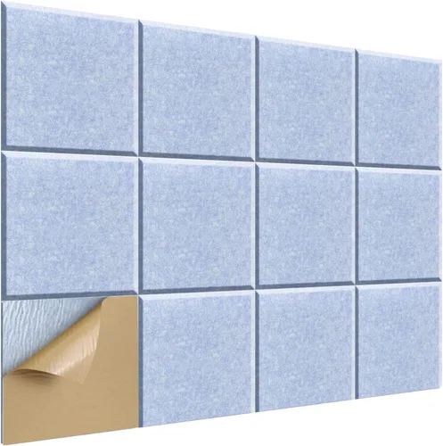 Vista 9 de SHJADE 12 piezas de paneles acústicos cuadrados autoadhesivos, panel acústico de alta densidad de 12 x 12 x 0.4 pulgadas, elegante acolchado Blanco