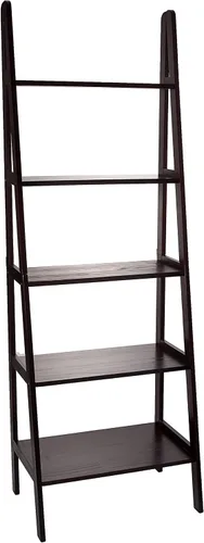 Vista 8 de Casual Home Librería de escalera de 5 estantes de madera maciza 100% estándar, 72 pulgadas de alto, castaño