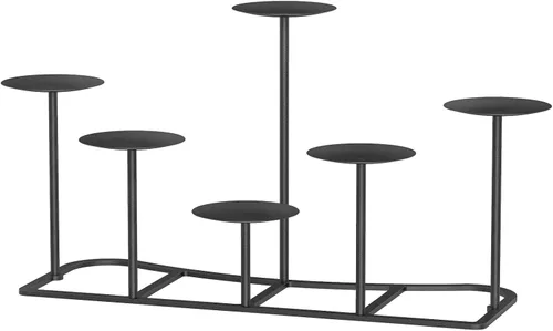 Vista 3 de Candelabros de pilar negro para decoración del hogar, candelabros de hierro DIY 6