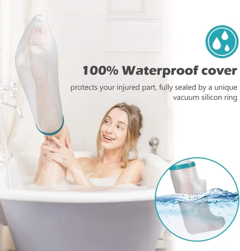Vista 5 de Funda fundida para patas de ducha adultas, protector impermeable para pies, bolsa de fundición reutilizable para botas de ducha para yeso