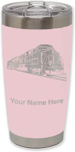 Vista 12 de LaserGram Vaso aislado al vacío de 20 onzas, tren de carga, grabado personalizado incluido (negro)