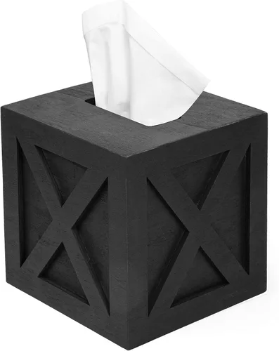 Vista 15 de Ilyapa Cubierta de madera para caja de pañuelos, diseño de espiga de madera de granero - Moderno soporte de papel impreso de madera
