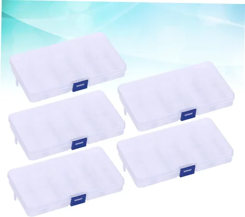 Vista 6 de EXCEART 5PCS 10 Caja de joyería transparente Contenedor de almacenamiento de joyas Recipiente de cuentas ajustables Contenedor de joyería