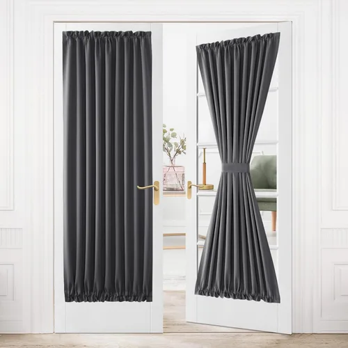 Vista 171 de DWCN Cortinas para Puertas Francesas – Cortinas opacas térmicas con bolsillo para barra para puertas con ventana de cristal, puertas de cocina