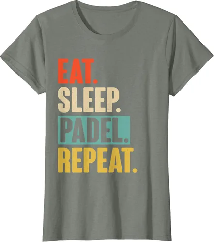 Vista 17 de Eat Sleep Padel Repeat - Camiseta de pádel retro vintage, Negro