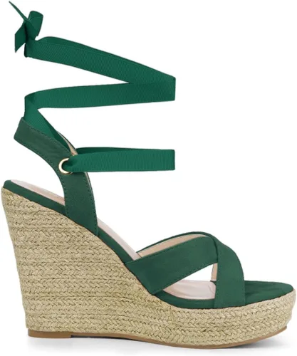 Vista 6 de Allegra K Sandalias de cuña con cordones para mujer