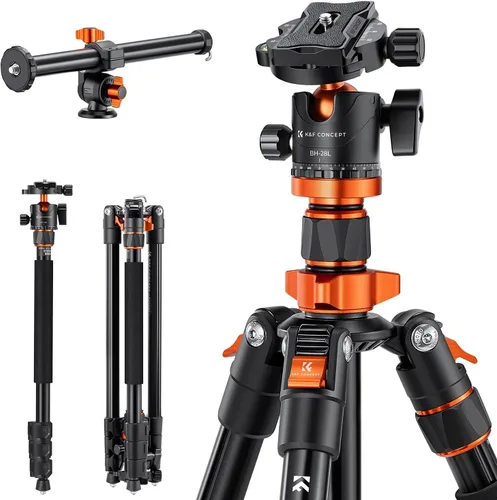 Vista 8 de K&F CONCEPT Trípode para cámara, trípode de aluminio de 78 pulgadas, trípodes y monopies de 81 pulgadas, trípode de viaje estable y resistente