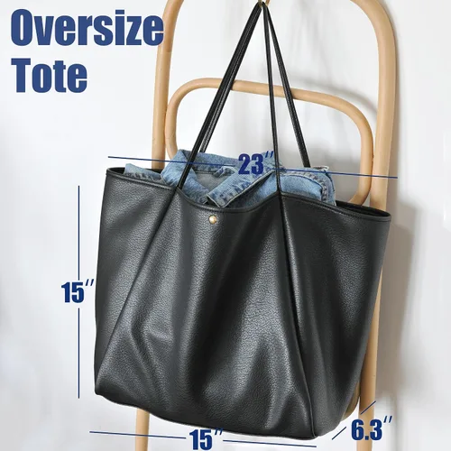 Vista 3 de HOXIS Bolso de mano de cuero PU de gran tamaño para mujer, bolso de fin de semana, bolso de viaje