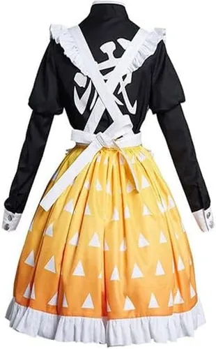 Vista 3 de Anime Cosplay Maid Dress Costume Agatsuma Zenitsu Lolita Maid Halloween Party Girl Outfits
