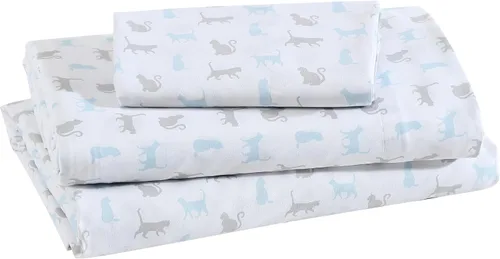 Vista 21 de Juego de sábanas de microfibra suave estampada de 4 piezas, White Puppy Love Amor de cachorro blanco