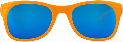 Vista 2 de Gafas de sol con espejo Blippi, flexibles, polarizadas, naranjas, para niños con lentes de espejo azul