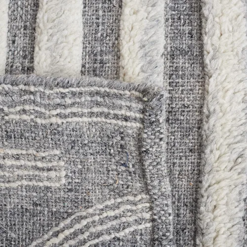 Vista 8 de Safavieh Kilim Collection Alfombra de pasillo, 2 pies 3 pulgadas x 9 pies, gris oscuro y marfil, hecha a mano de lana moderna de mediados de siglo