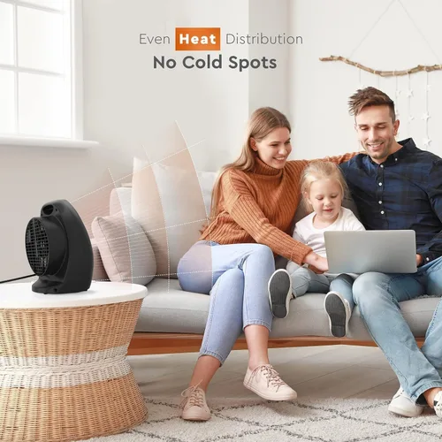 Vista 6 de Comfort Zone Calentador de Espacio Portátil Eléctrico de Ventilador Forzado con Termostato Ajustable, Sensor de Sobrecalentamiento, Interruptor