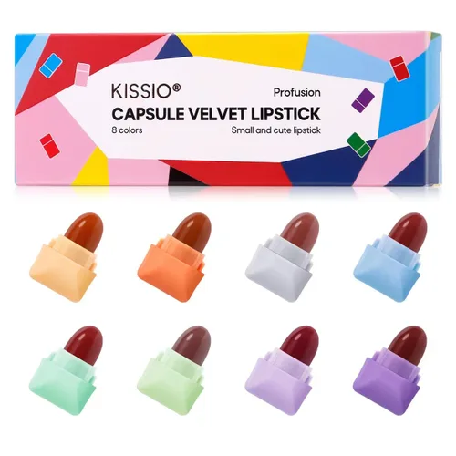 Vista 7 de KISSIO Juego de mini lápiz labial de 12 colores, lápiz labial mate, cápsulas de labios, impermeable, cápsulas de larga duración, lápiz labial