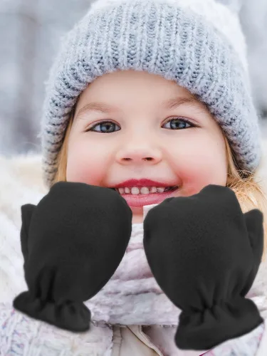 Vista 5 de 3 pares de guantes de vellón para niños, guantes cálidos de invierno para niños y niñas, guantes de esquí de nieve resistentes al viento