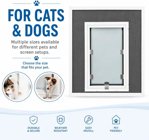 Vista 8 de Puertas de pantalla para gatos y perros Solapa única Puertas de pantalla de marco de 1/2 pulgada solamente Requiere instalación especializada
