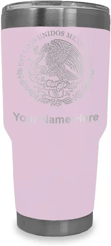 Vista 16 de LaserGram - Vaso personalizado de 20 onzas, bandera de México (negro)