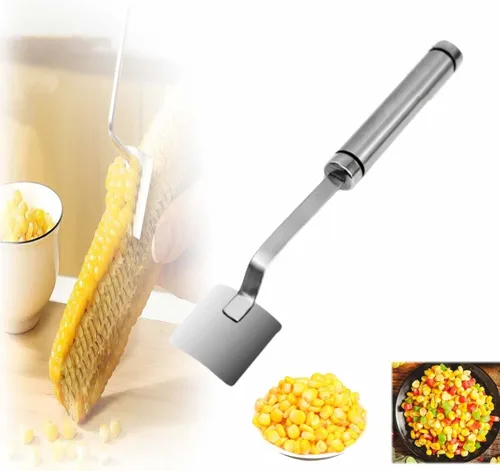 Vista 5 de Nuevos peladores mágicos de maíz 2024, herramienta de extracción de maíz de acero inoxidable de mango largo, herramienta para pelar mazorcas